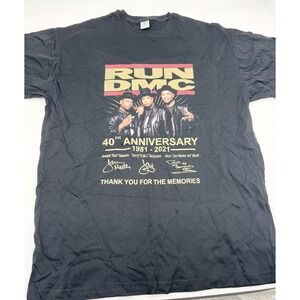 Run DMC 40th Anniversary Thank You For The Memories Tshirt Men's Large
